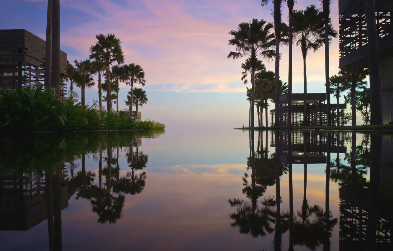 Photo wallpaper sea, landscape, palm trees, stay, island, Nature, Bali, resort