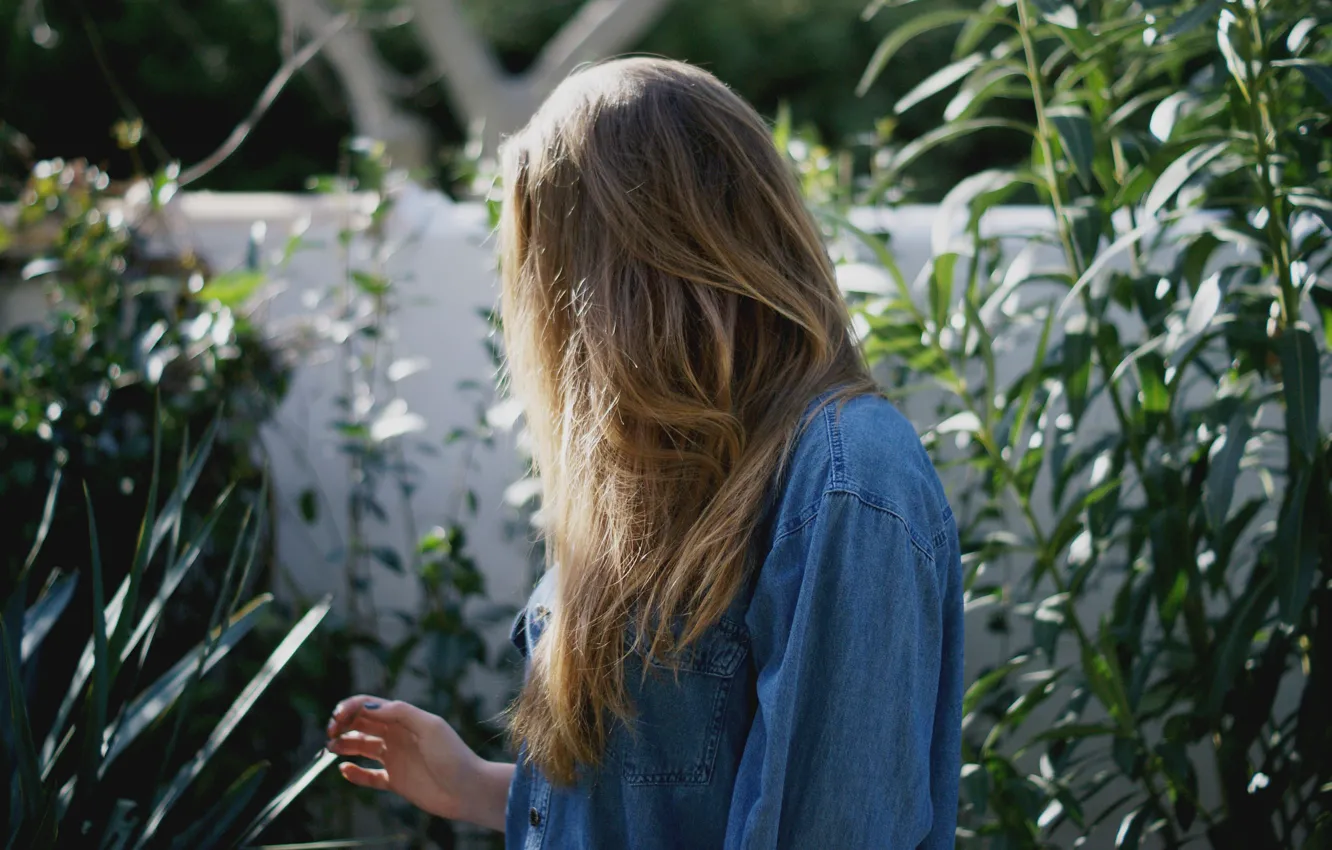 Photo wallpaper girl, blonde, shirt