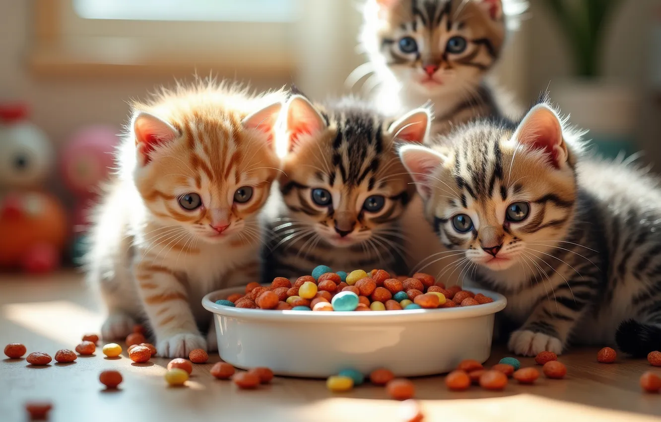 Photo wallpaper look, light, cats, pose, kitty, blur, window, red
