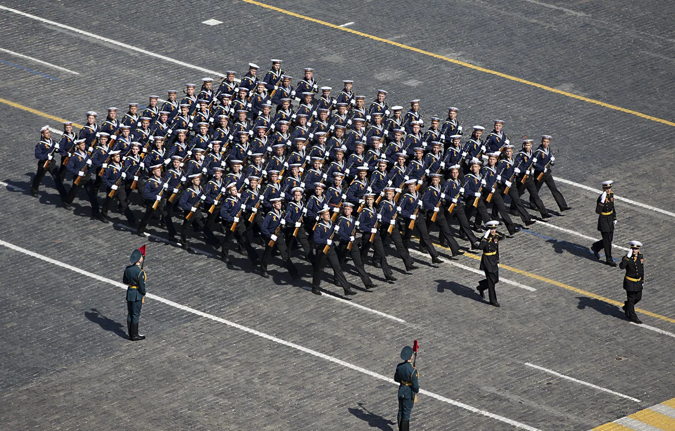 Photo wallpaper holiday, victory day, form, parade, sailors, red square, March