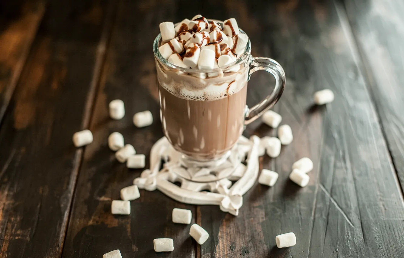 Photo wallpaper chocolate, Drink, marshmallows