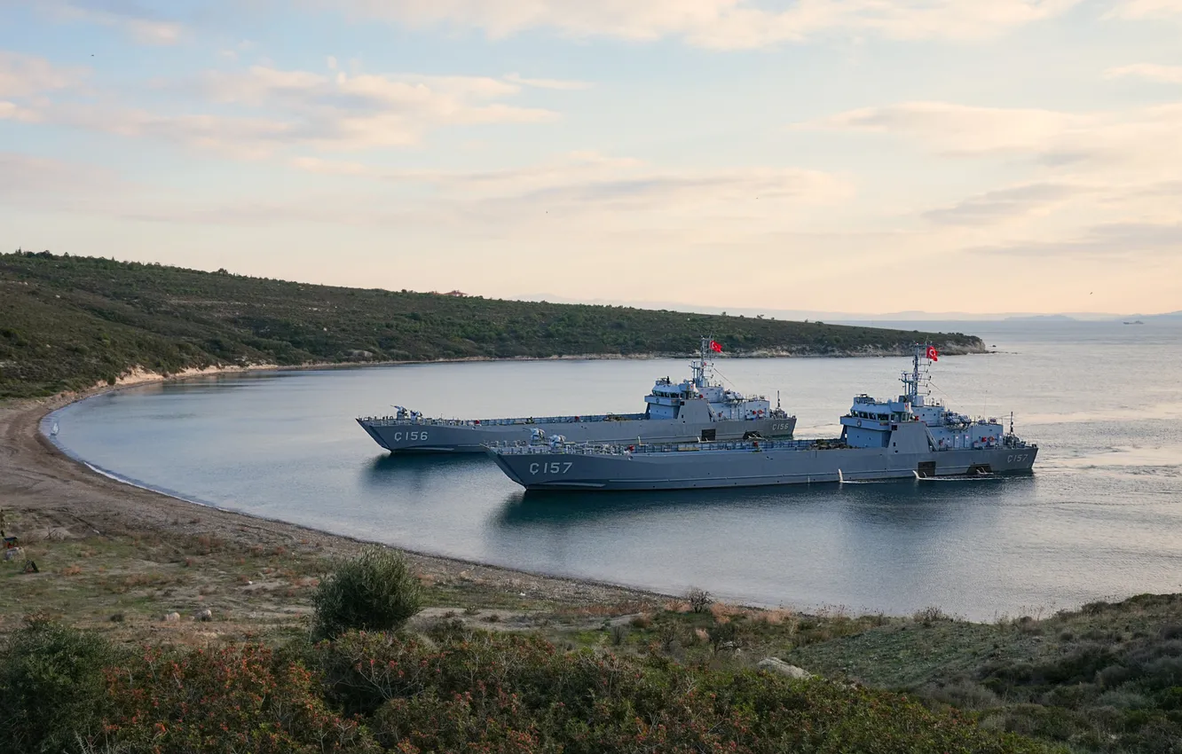 Photo wallpaper exercises, amphibious ships, Turkish Navy