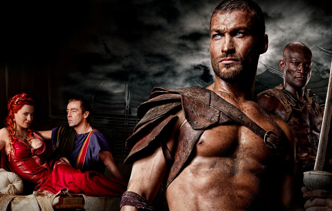 Photo wallpaper sword, warrior, Spartacus, Gladiator, Spartacus, sand and blood
