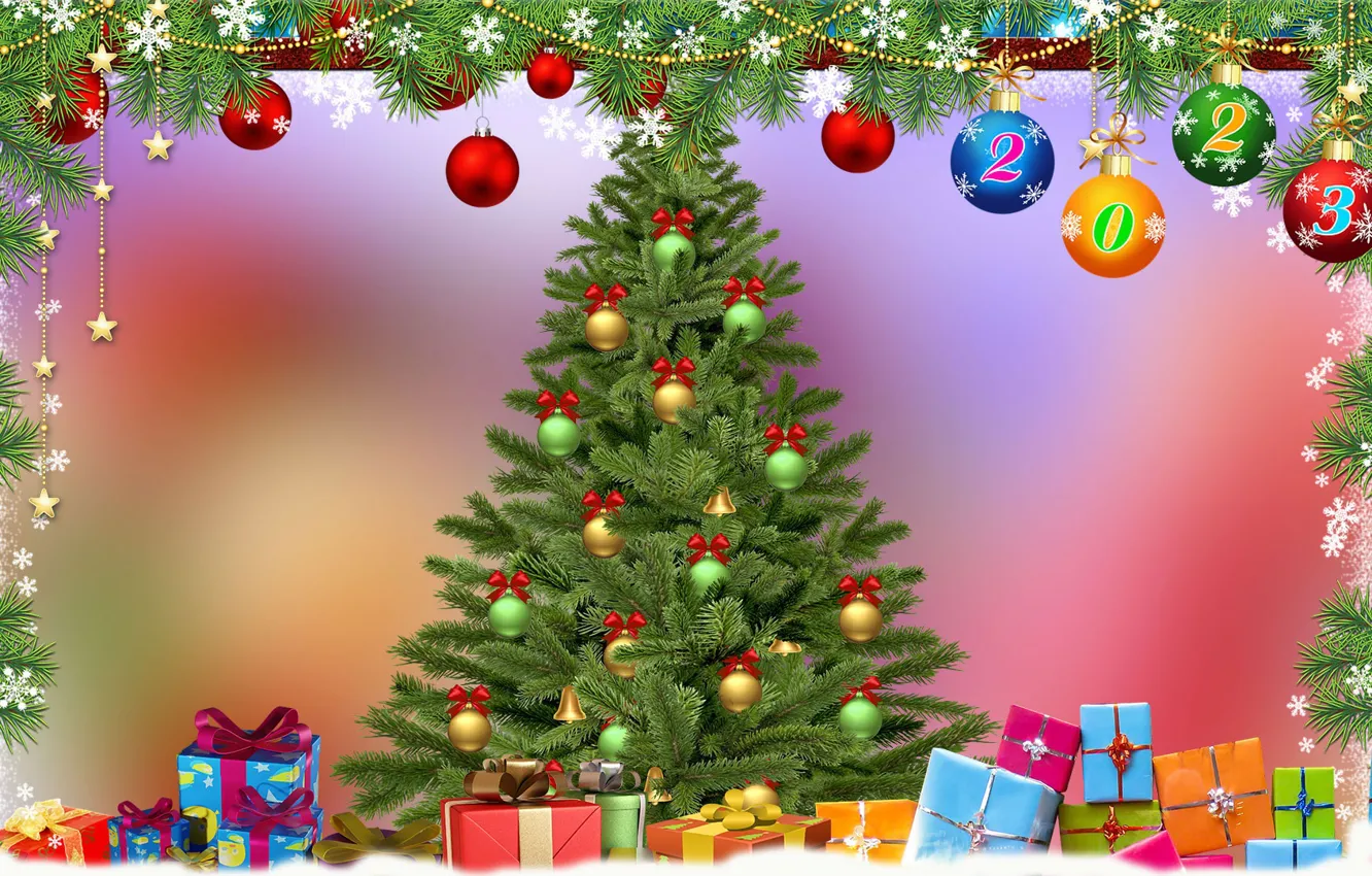 Photo wallpaper Choinka, Christmas, New Year, Decorations
