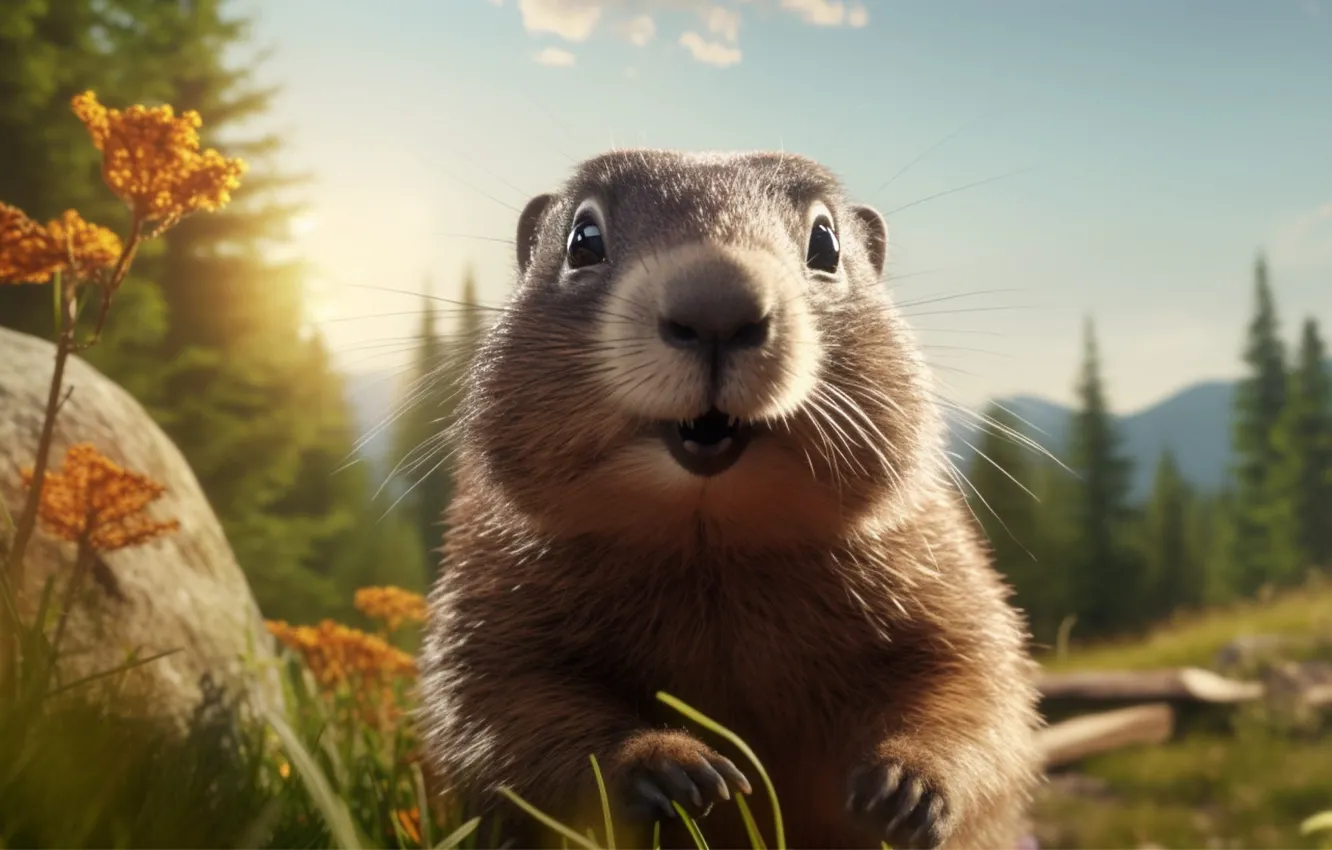 Photo wallpaper forest, grass, look, nature, stones, glade, portrait, legs