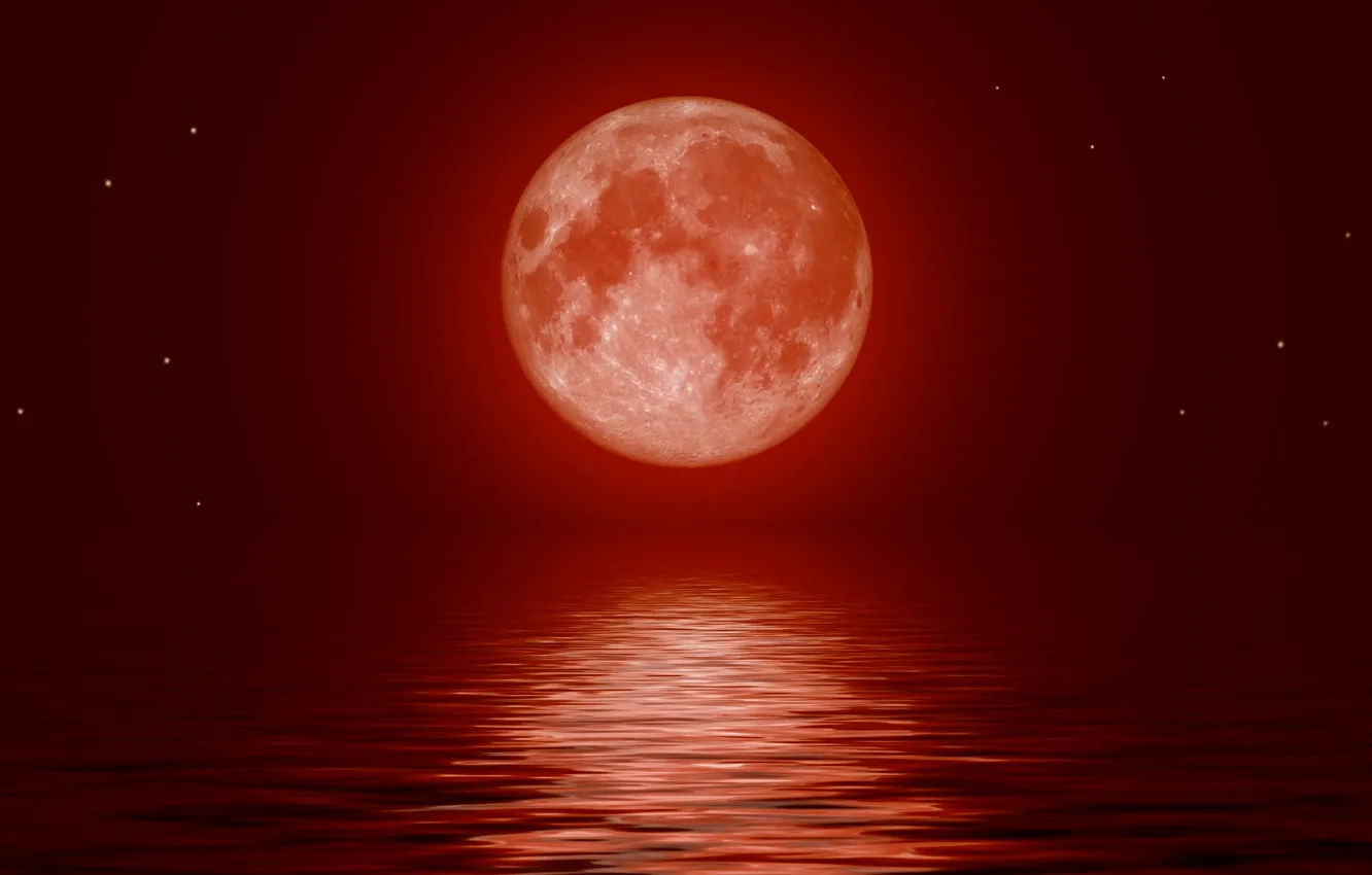 Photo wallpaper the ocean, the moon, color
