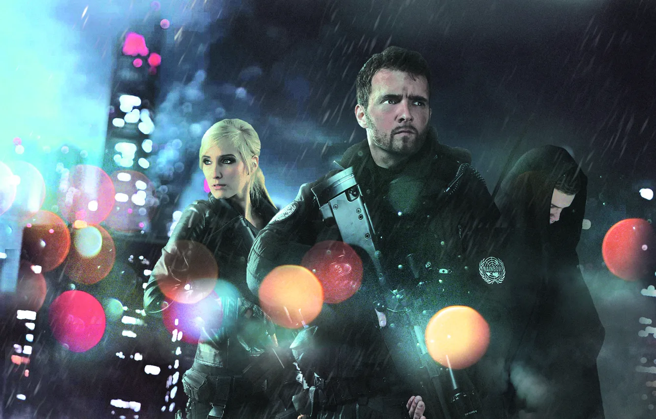 Photo wallpaper girl, the city, weapons, warrior, soldiers, battlefield, squad