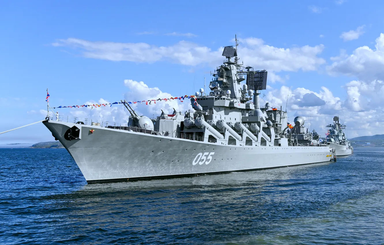 Photo wallpaper parade, missile cruiser, Marshal Ustinov