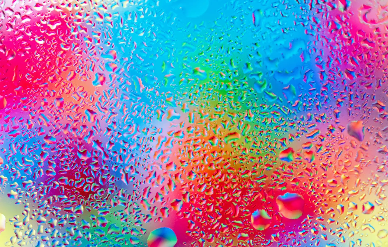 Photo wallpaper glass, water, drops, colorful, rainbow, glass, rain, water