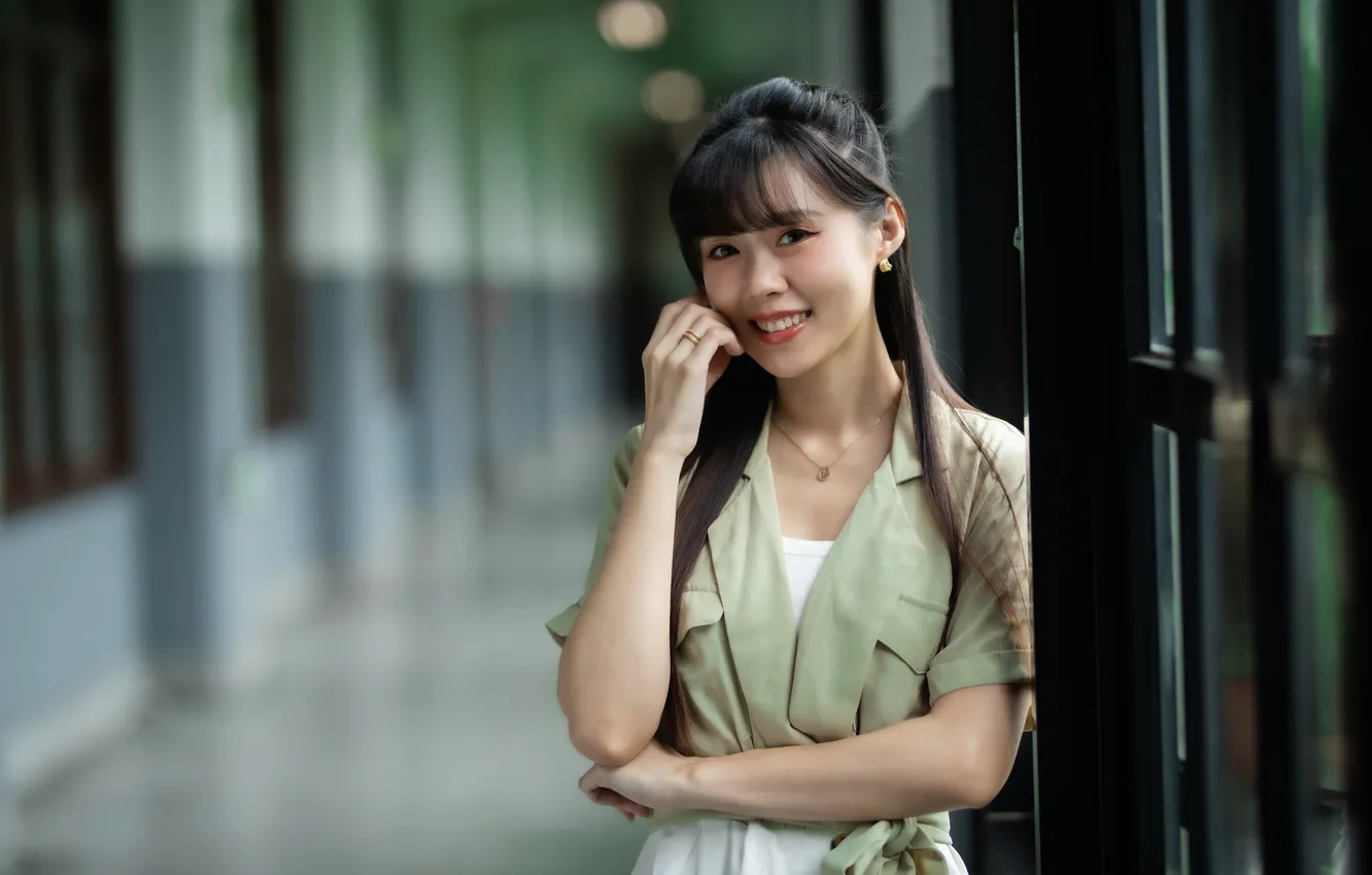 Photo wallpaper look, smile, Asian