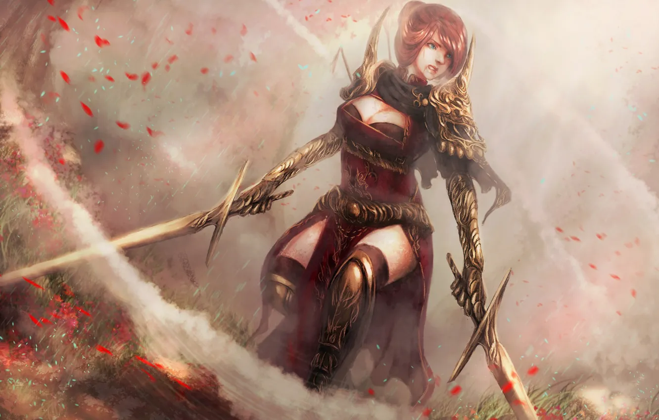 Photo wallpaper girl, weapons, sword, warrior