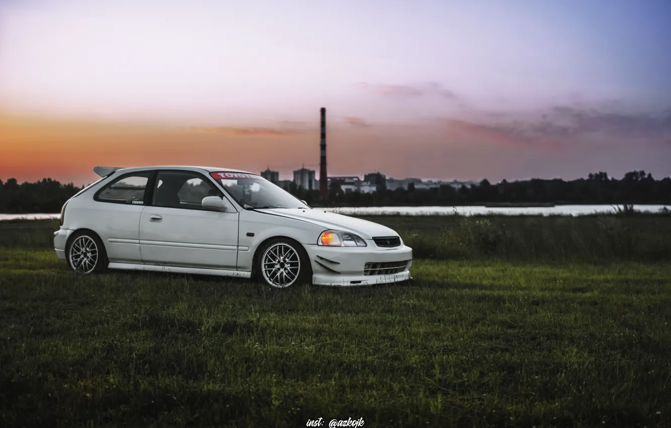 Photo wallpaper sunset, Honda, stance, Civic, kanjo