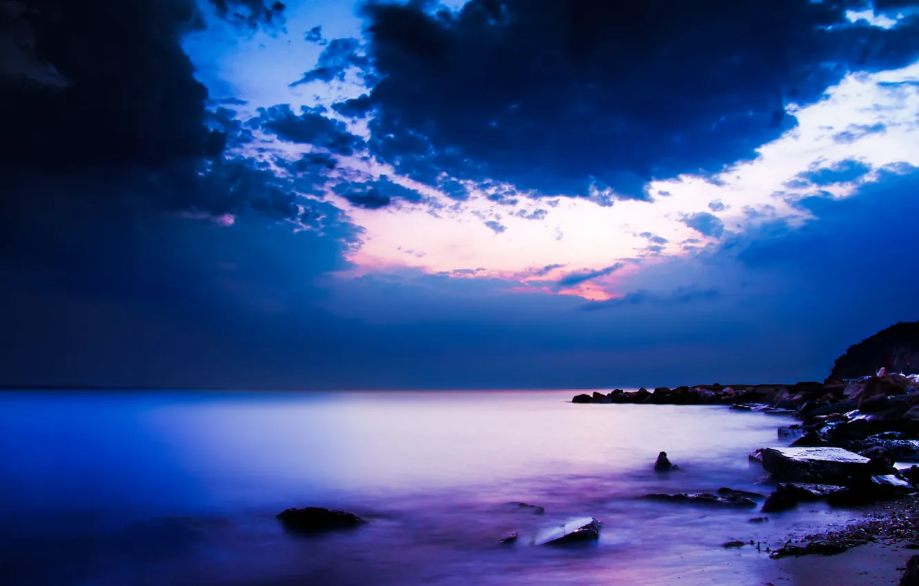 Photo wallpaper night, the ocean, coast