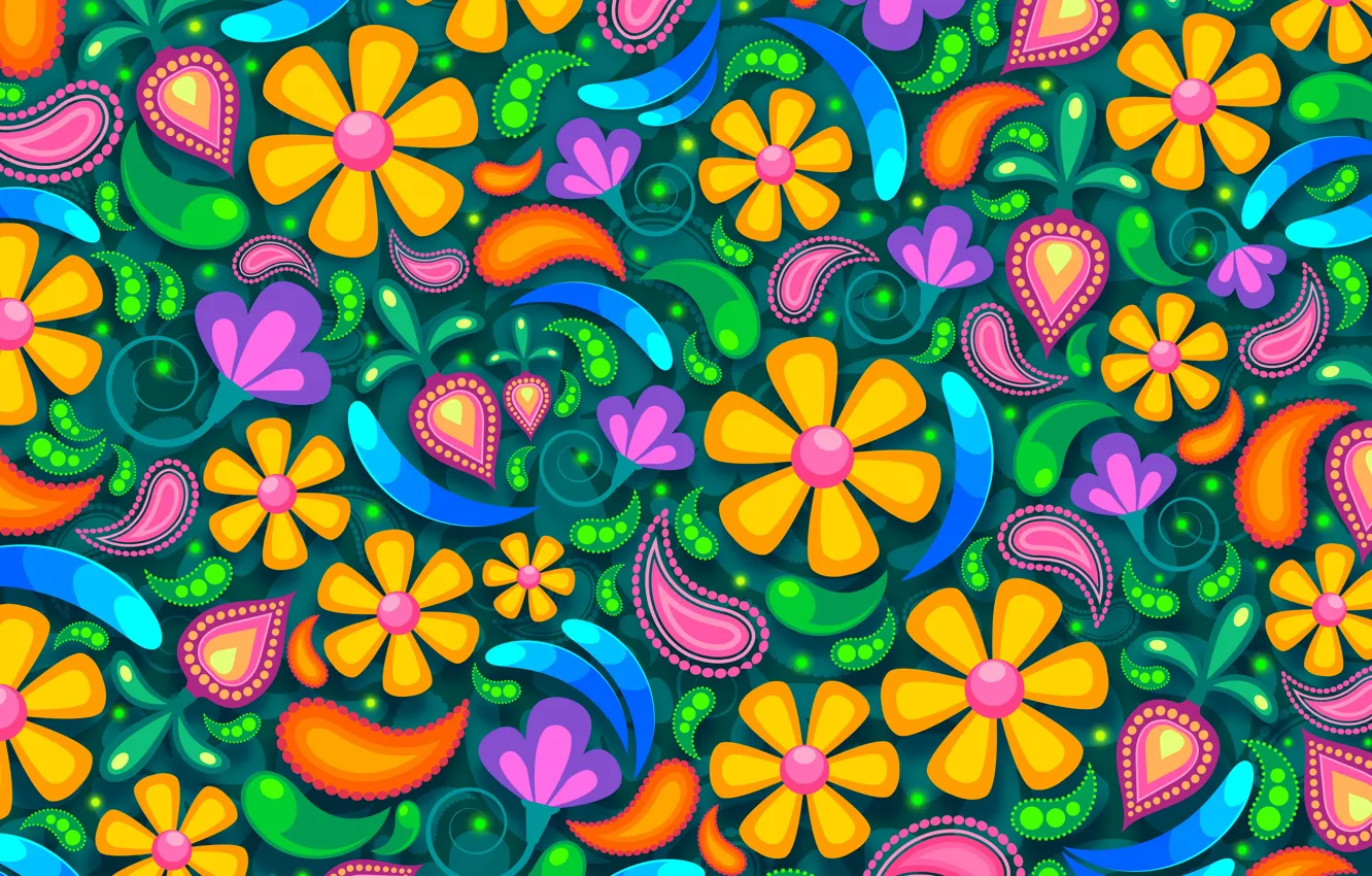 Photo wallpaper flowers, background, patterns, graphics, texture, digital art