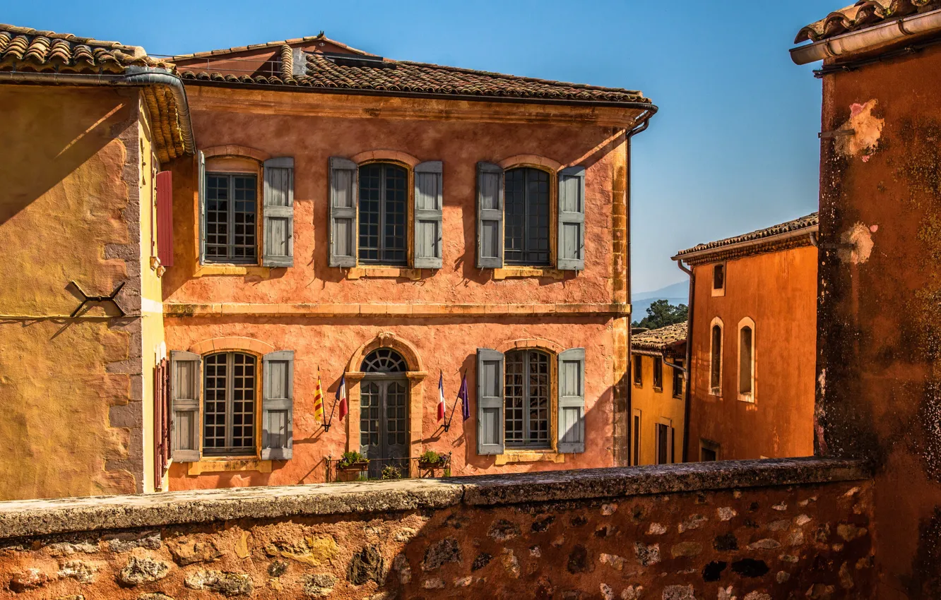 Photo wallpaper France, building, France, building, municipality, Roussillon, Roussillon