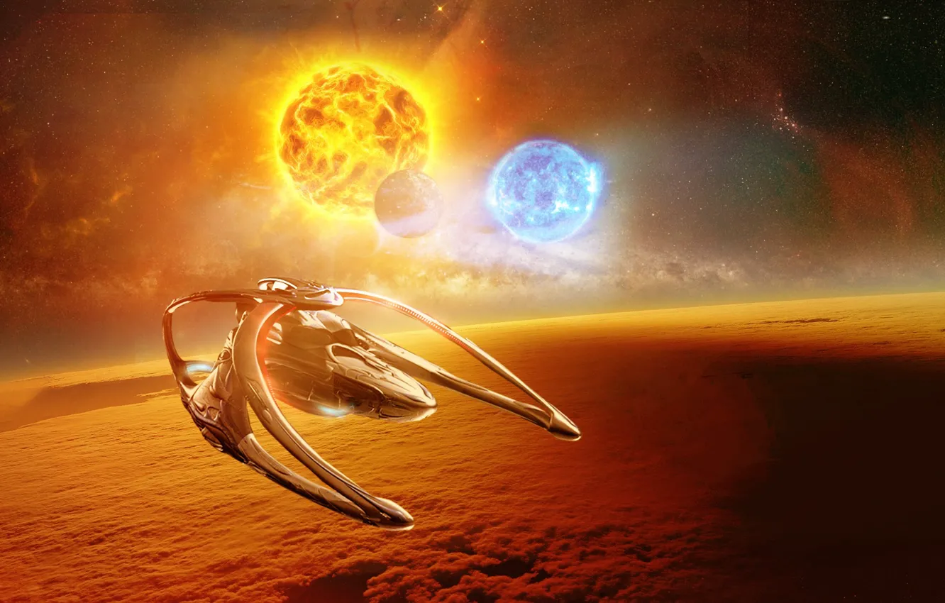 Photo wallpaper space, Andromeda, sun, Ascendant