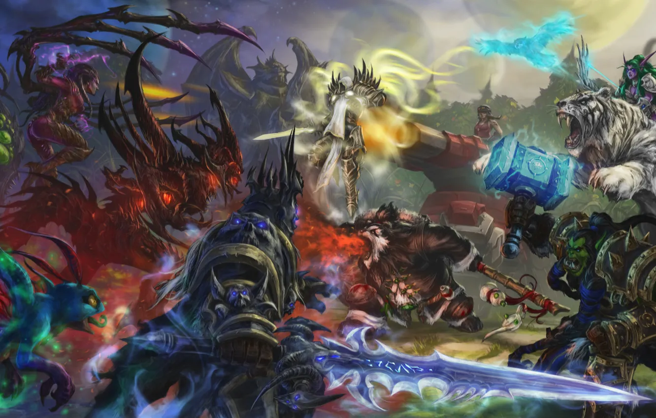 Photo wallpaper starcraft, diablo, warcraft, arthas, sarah kerrigan, Sylvanas, Thrall, Tyrael