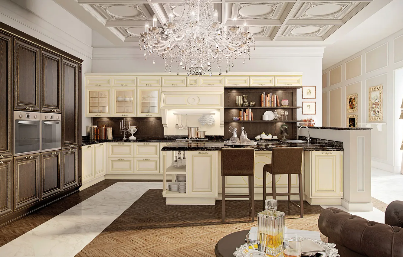 Photo wallpaper style, Villa, Italy, dining room, dining area, Italian design, Atelier, great cuisine