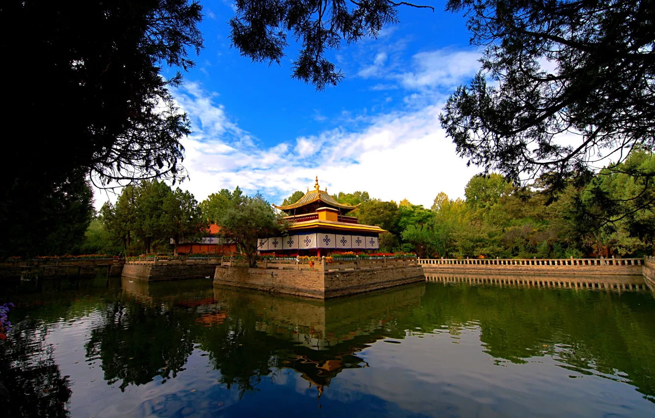 Photo wallpaper China, pond, Palace