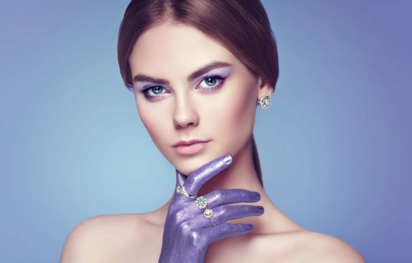 Photo wallpaper look, girl, decoration, portrait, makeup, ring, Oleg Gekman