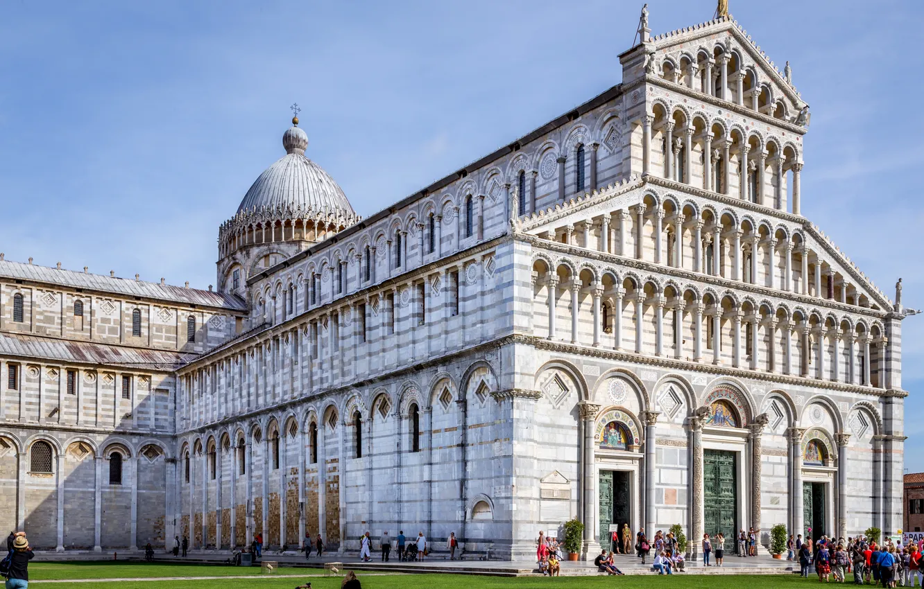 Photo wallpaper the sky, people, Italy, Cathedral, Pisa, architecture