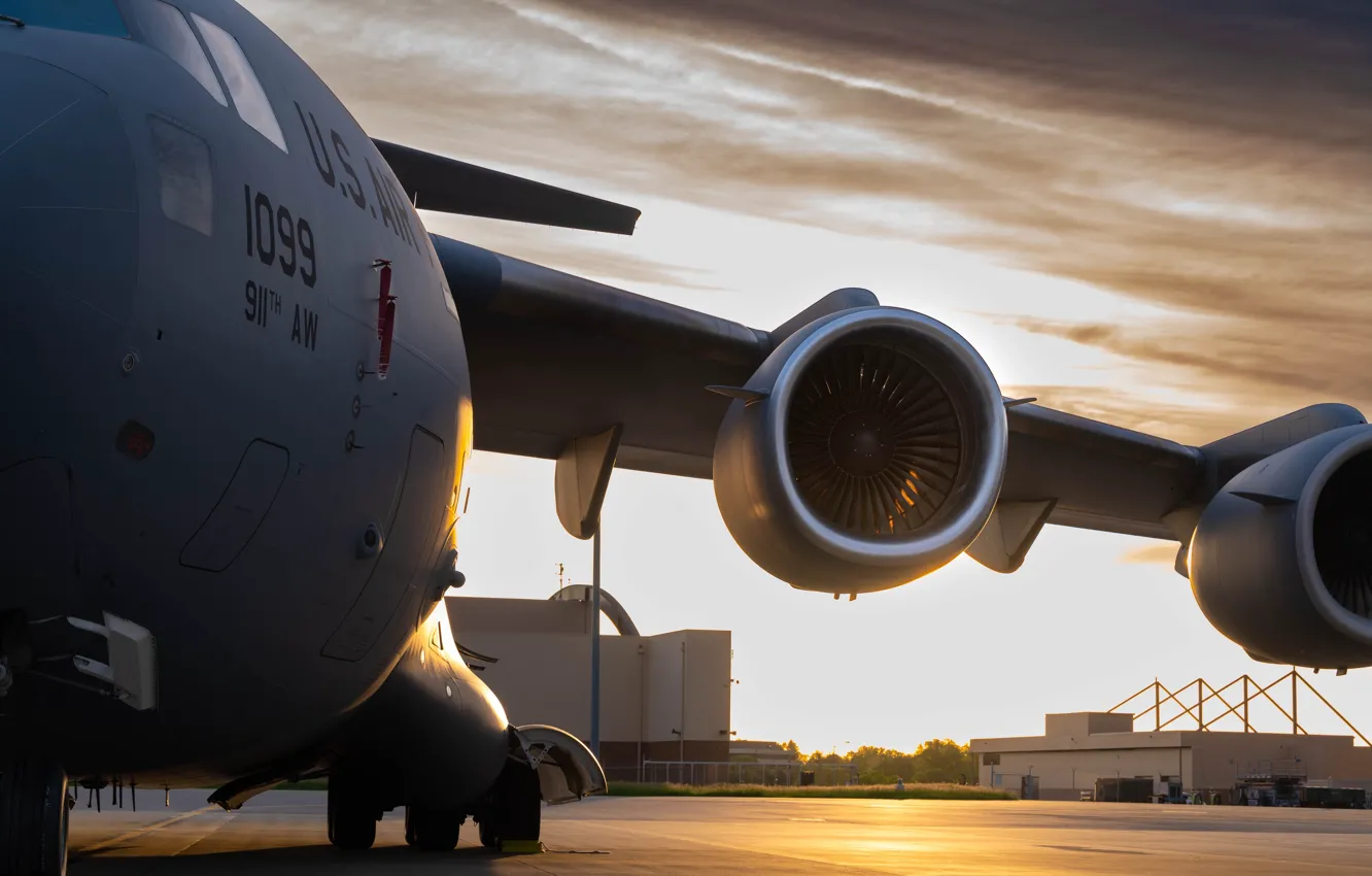 Photo wallpaper UNITED STATES AIR FORCE, Boeing C-17 Globemaster III, American military transport aircraft