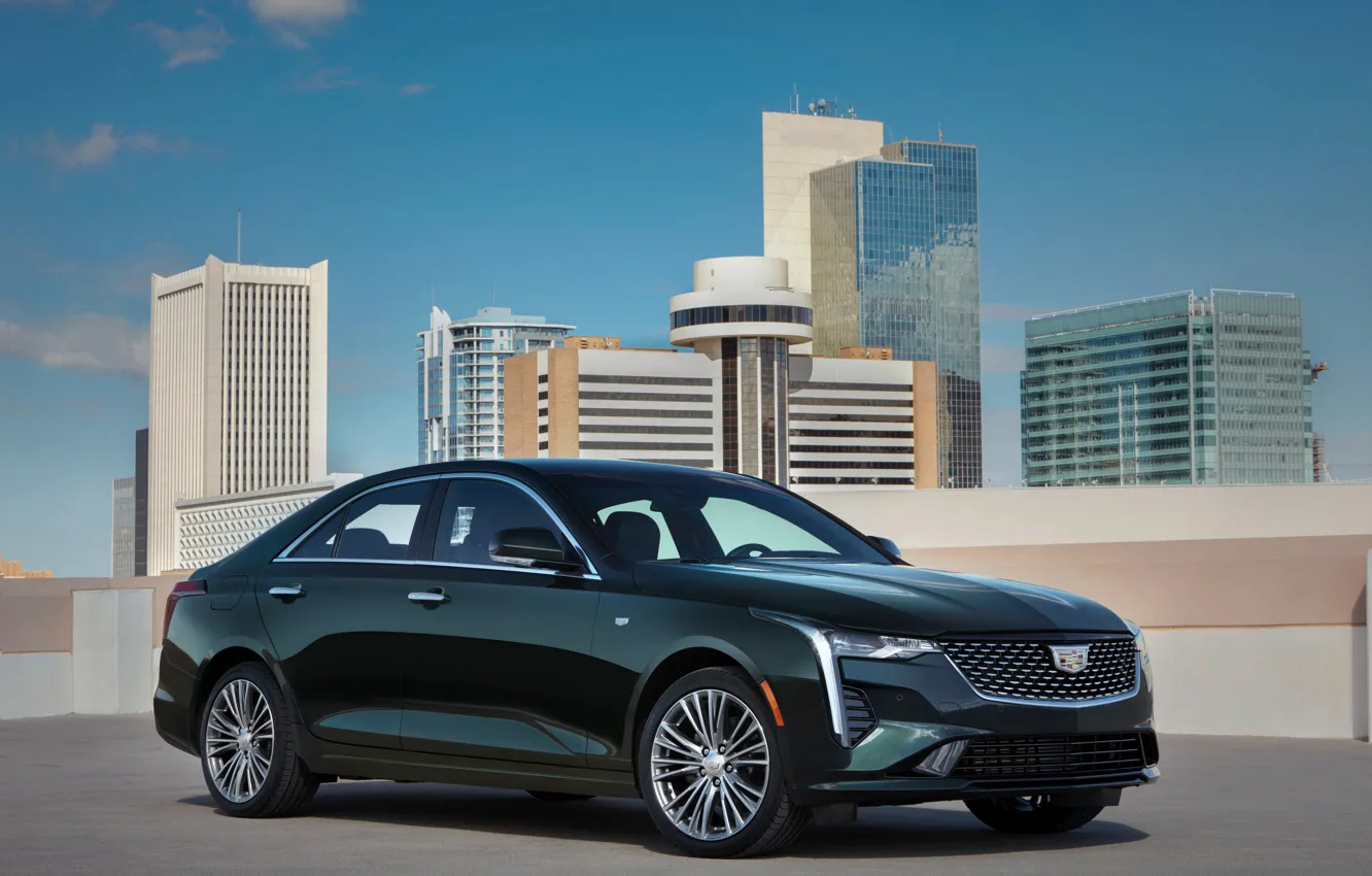 Photo wallpaper roof, Cadillac, building, sedan, four-door, 2020, CT4