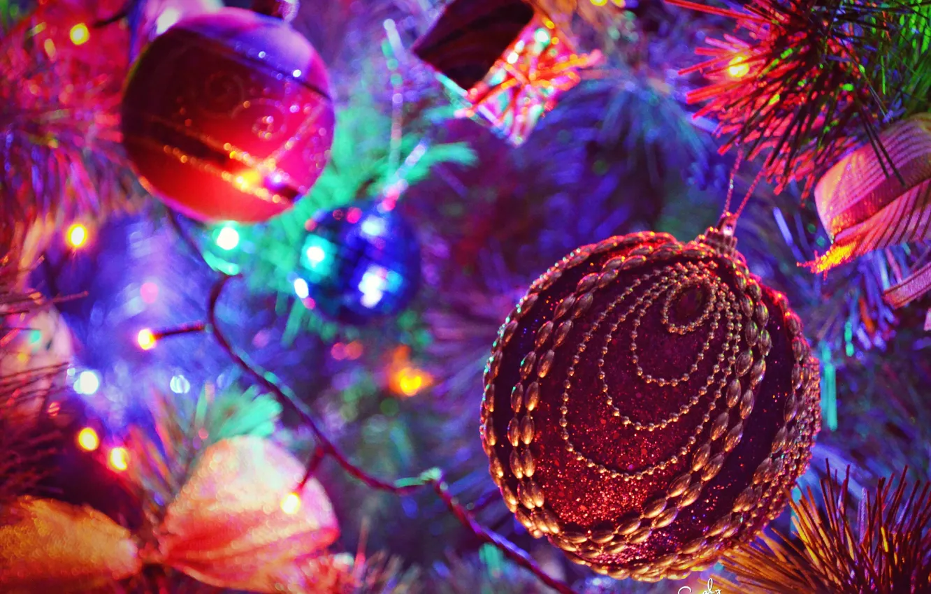 Photo wallpaper toy, tree, garland