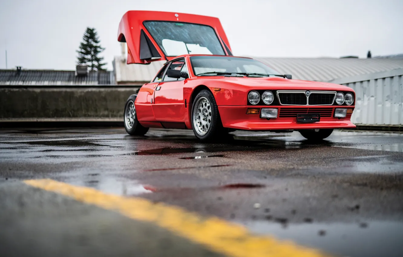 Photo wallpaper red, Lancia, Rally, 1981, Lancia Rall Stradale 037 Stradale