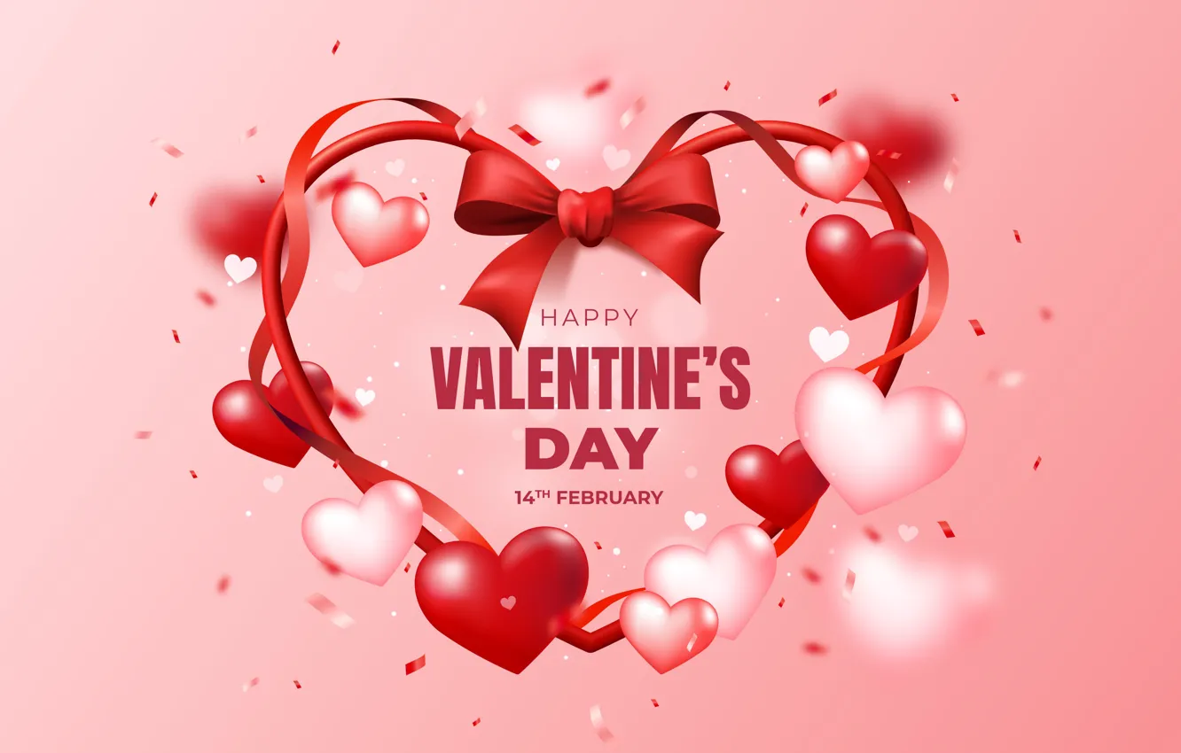 Photo wallpaper love, romance, heart, hearts, red, love, Valentine's day, pink