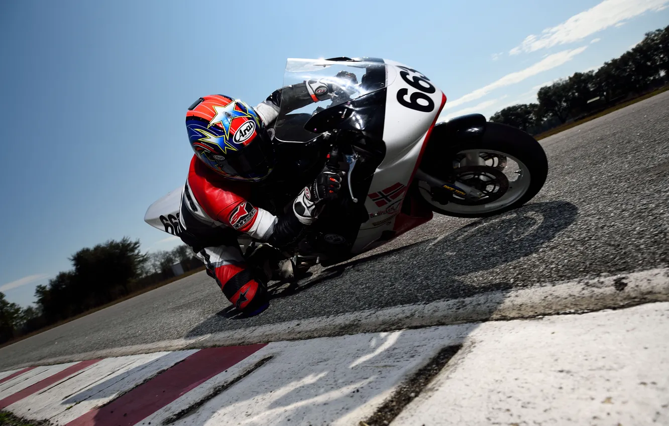 Photo wallpaper speed, pilot, motorbike, extreme sport