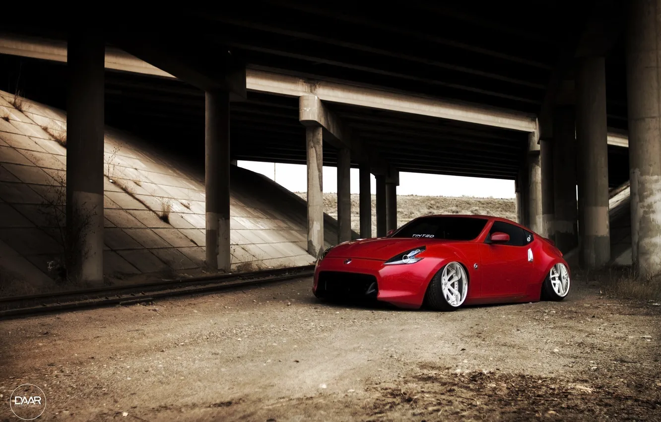 Photo wallpaper bridge, Japan, red, Nissan, Nissan, tuning, low, stance