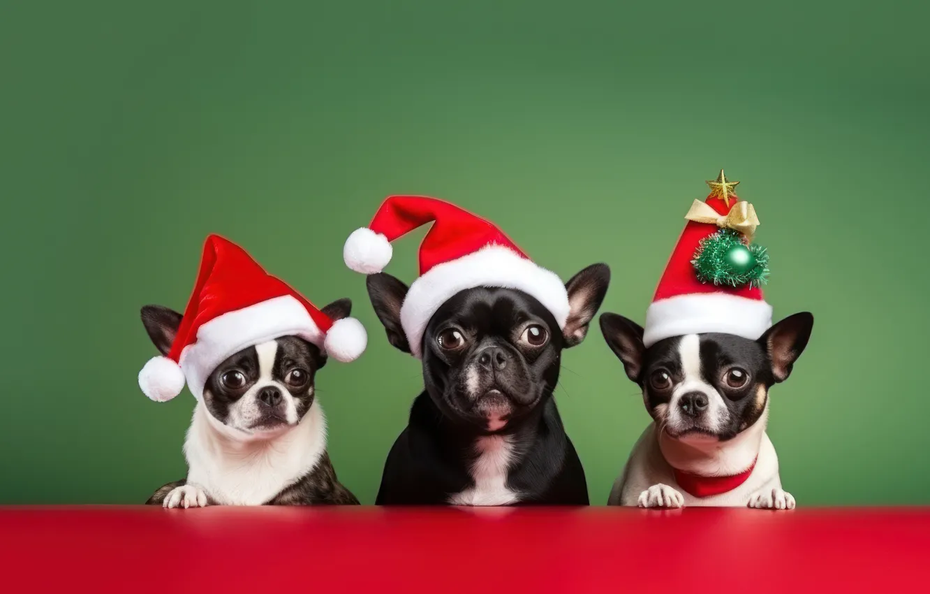 Photo wallpaper look, lights, each, gift, new year, dog, Christmas, face