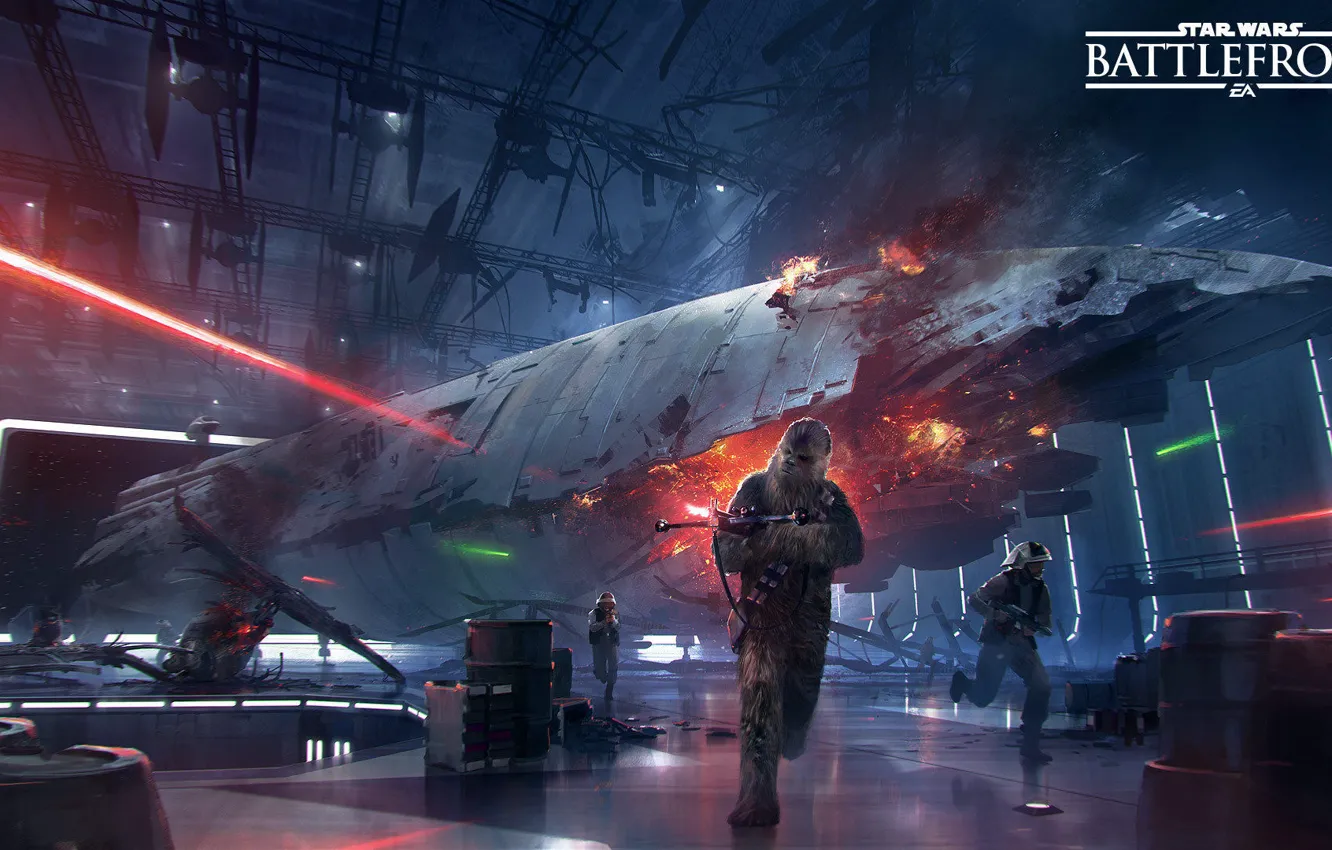 Photo wallpaper the game, the rebels, the death star, Electronic Arts, DICE, Chewbacca, Chewbacca, Death Star