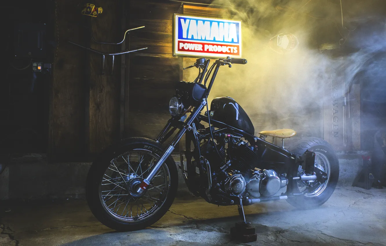 Photo wallpaper smoke, yamaha, moto, bike, v star