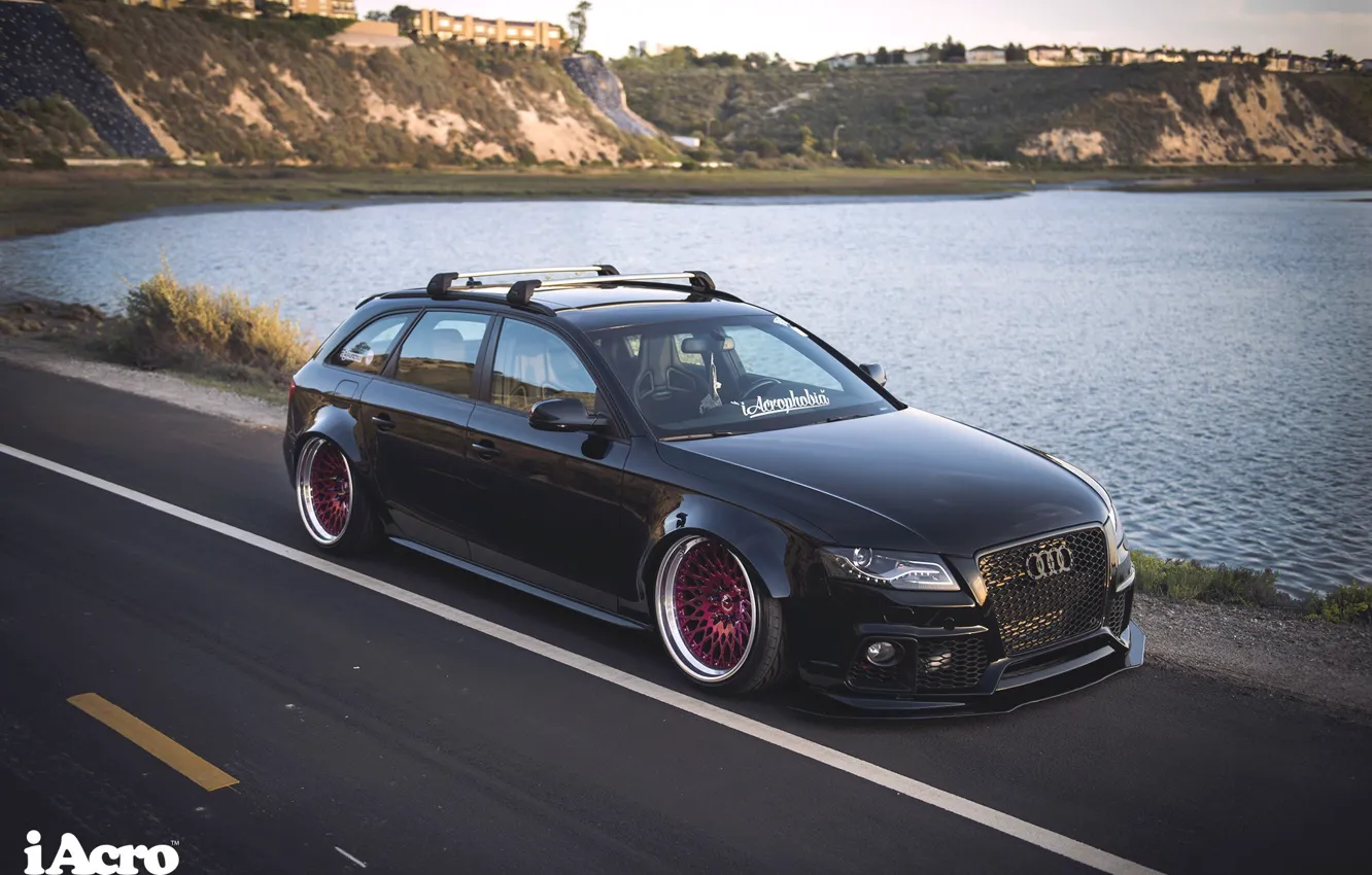 Photo wallpaper Audi, Audi, black, Front, Germany, quattro, tuning, face