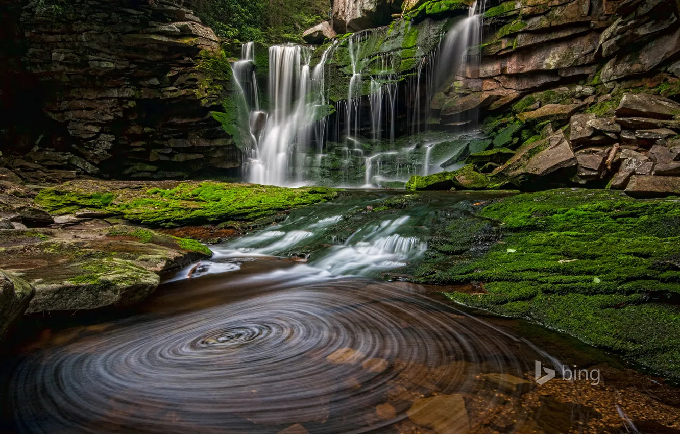 Photo wallpaper water, rocks, stream, USA, West Virginia, Blackwater Falls State Park, The Waterfall Was Elakala