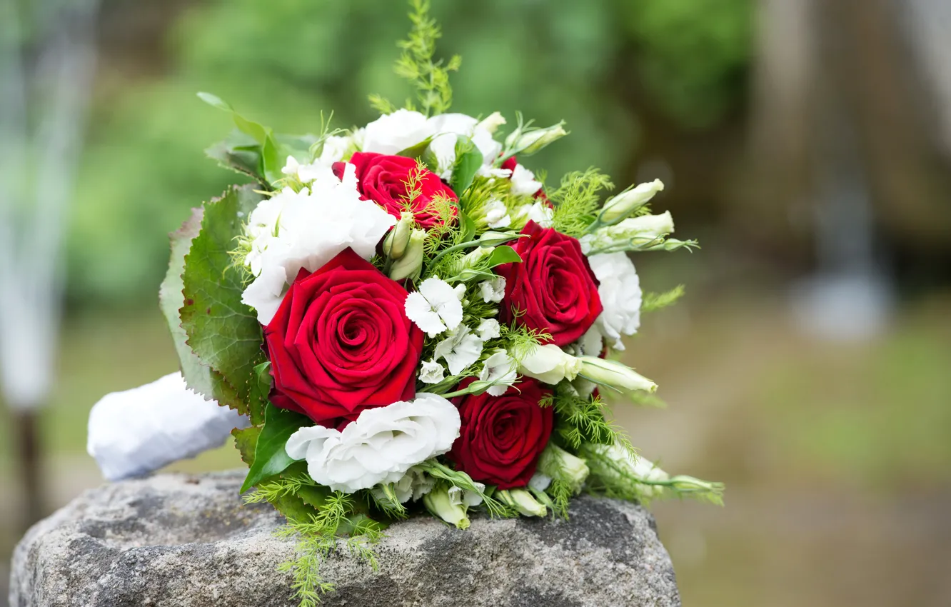 Photo wallpaper roses, bouquet, buds, wedding, roses, wedding, eustoma, bouquets