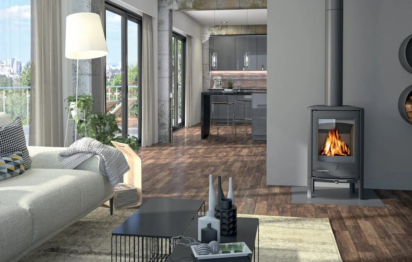 Photo wallpaper design, style, interior, kitchen, fireplace, living room, Brisbane, Toowoomba