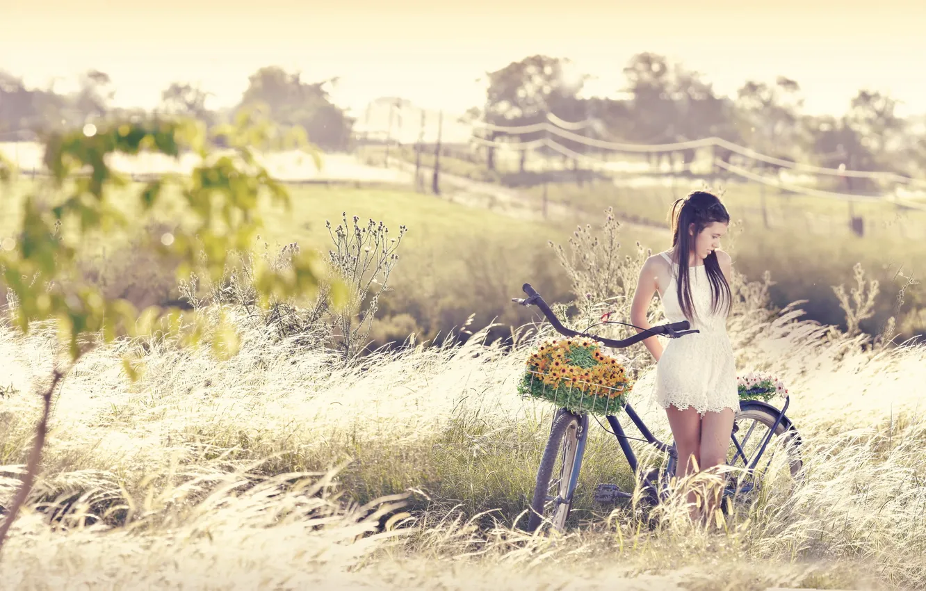 Photo wallpaper summer, girl, bike