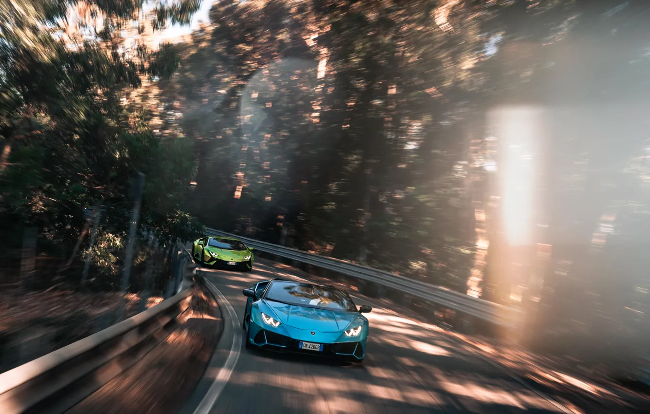 Photo wallpaper green, Lamborghini, blue, Huracan, Lamborghini Huracan Tecnica, Lamborghini Huracan EVO Spyder