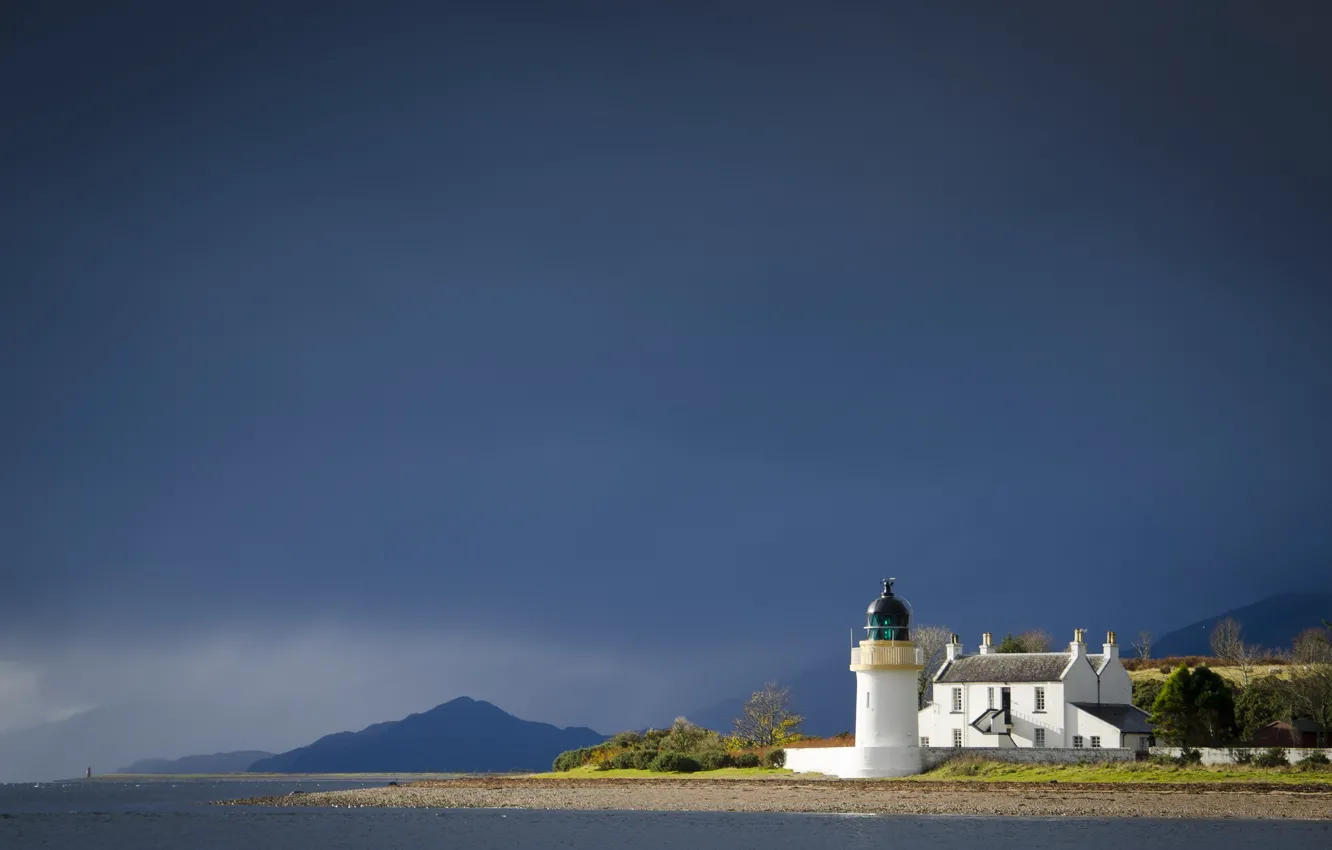 Photo wallpaper sea, mountains, storm, lighthouse, storm, sea, mountains, lighthouses