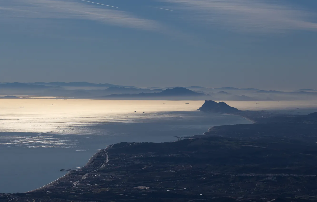 Photo wallpaper sea, the sky, clouds, landscape, mountains, nature, fog, rocks
