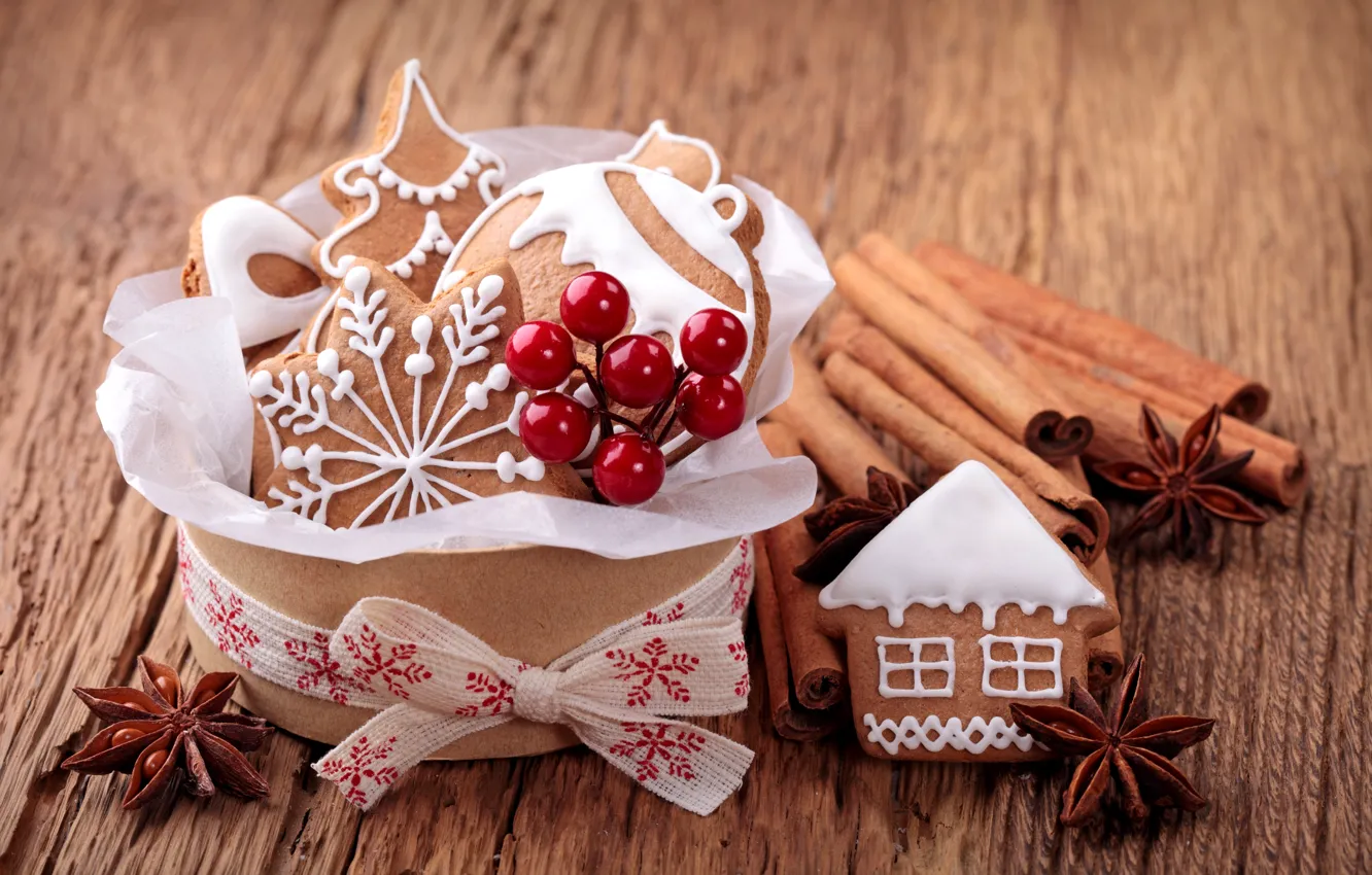 Photo wallpaper holiday, new year, cookies, Christmas, sweets, cinnamon, Christmas, cakes