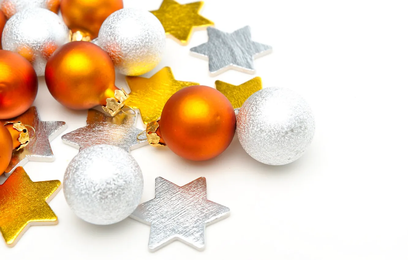 Photo wallpaper balls, decoration, reflection, Wallpaper, toys, star, Shine, Christmas