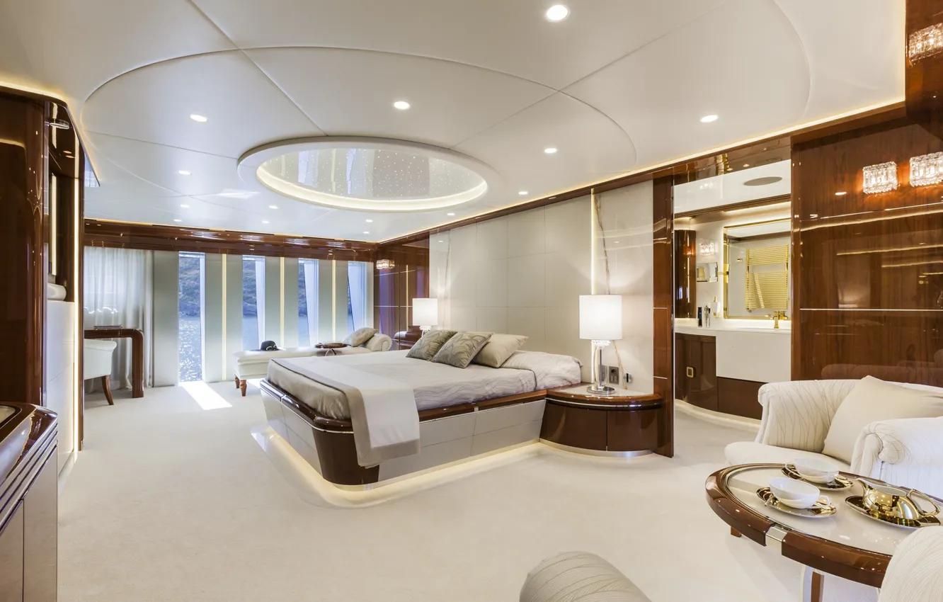 Photo wallpaper table, lamp, bed, chair, pillow, window, chair, bed