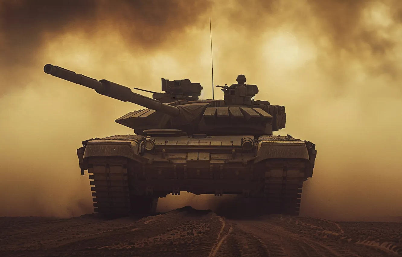 Photo wallpaper dust, tank, front, digital art, AI art, The Art of Artificial Intelligence, neural network