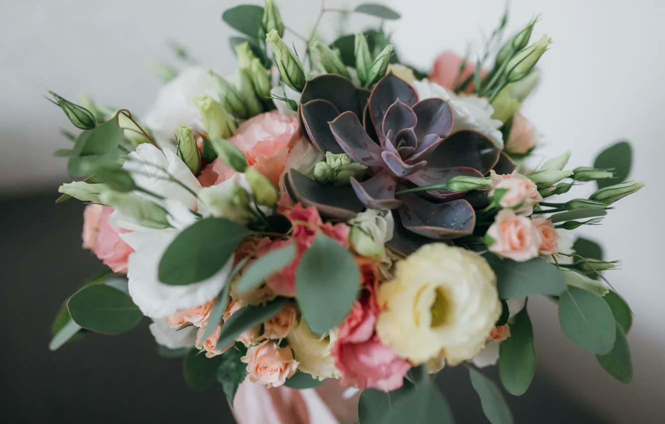 Photo wallpaper flowers, bouquet, eustoma