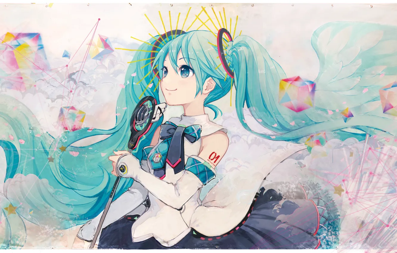 Photo wallpaper girl, background, anime, art, vocaloid, Vocaloid, Hatsune Miku
