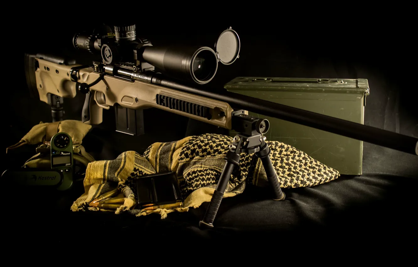 Photo wallpaper weapons, fabric, box, rifle, sniper, AE MKIII, Accuracy International